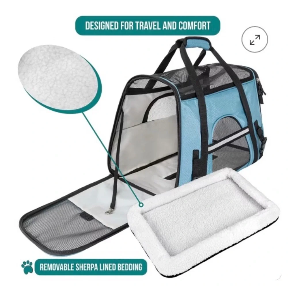 PetAmi Airline Approved Ventilated Pet Carrier + 50+ Training Pads